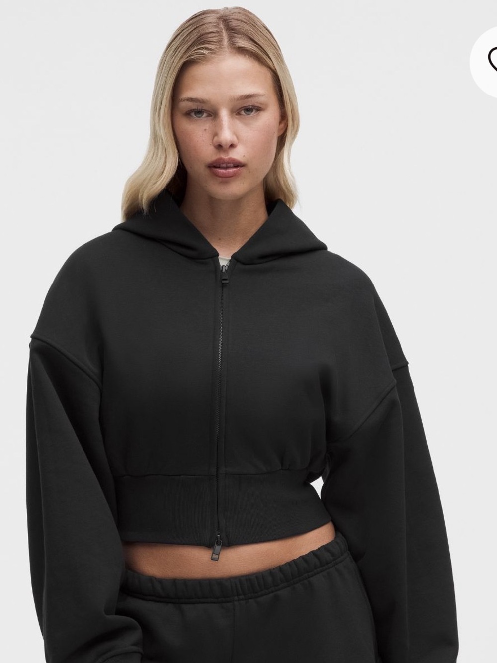 #1027 NWT Lululemon French Terry Cropped Full-Zip Hoodie Black XL
